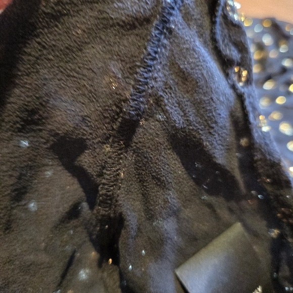Vintage Bebe 72% Silk Gold Metallic Dot Blouse XS Black Y2K Ruffle Party Top - Picture 9 of 13